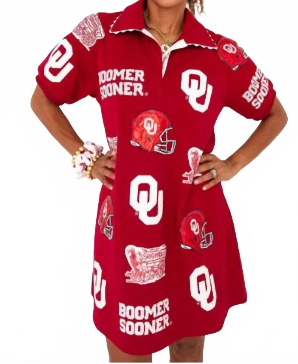 NEW BRIANNA CANNON oklahoma sparkle patch dress in red